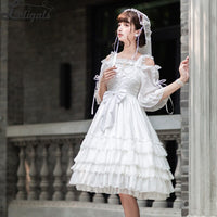 The Queen of Love ~ Elegant White Sleeveless White Lolita Princess Dress with Veil