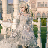 Rose Girl ~ Royal Vintage Lolita Dress Cold Shoulder Party Dress