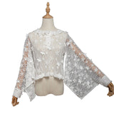 Fireworks Show ~ Kimono Style Black Lace Blouse by Magic Tea Party