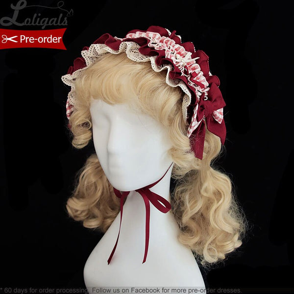 Pre-order ~ Cherry & Rabbit ~ Sweet Ruffled Lolita Headpiece by Alice Girl