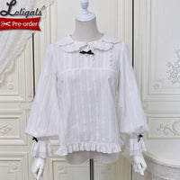 Strawberry & Plaid ~ Long Sleeve Peter Pan Collar Lolita Blouse by Alice Girl ~ Pre-order