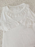 Lovely Ruffled Chiffon Top Round Neck Short Sleeve Blouse