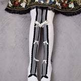 Music Score ~ Sweet Lolita Patterned Stockings Thigh High Socks with Bows