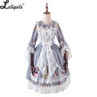 Ada's Flower ~ Vintage Printed Flare Sleeve Lolita Dress by Magic Tea Party
