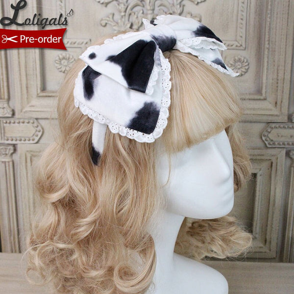 Cow Print Lolita Headbow Sweet Headband by Alice Girl ~ Pre-order