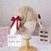 Sweet Lolita Ruffled Headband with Detachable Long Rabbit Ears Cute Mori Girl KC Headdress