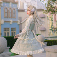 The Hibiscus in March ~ Mint Classic Lolita JSK Dress & Cotton Blouse