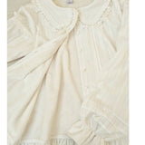 Cotton Lolita Shirt Peter Pan Collar Fleeced Long Sleeve Blouse for Women