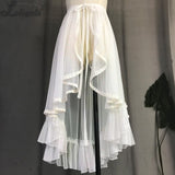 Asymmetrical Lolita Apron Ruffled Waist Curtain Vintage Mesh Overlay Skirt