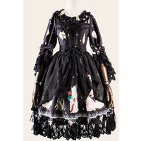 Ada's Flower ~ Vintage Printed Flare Sleeve Lolita Dress by Magic Tea Party
