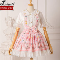 Berries & Flowers ~ Sweet Lolita Skirt Printed Salopette Dress ~ Pre-order