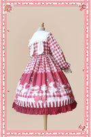 Bunny's Picnic Time ~ Sweet Printed Plaid Lolita Dress Long Sleeve Midi Party Dress by Infanta