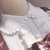 Sweet Ruffled Fleeced Women's Blouse Long Sleeve Button Down Cotton Lolita Shirt