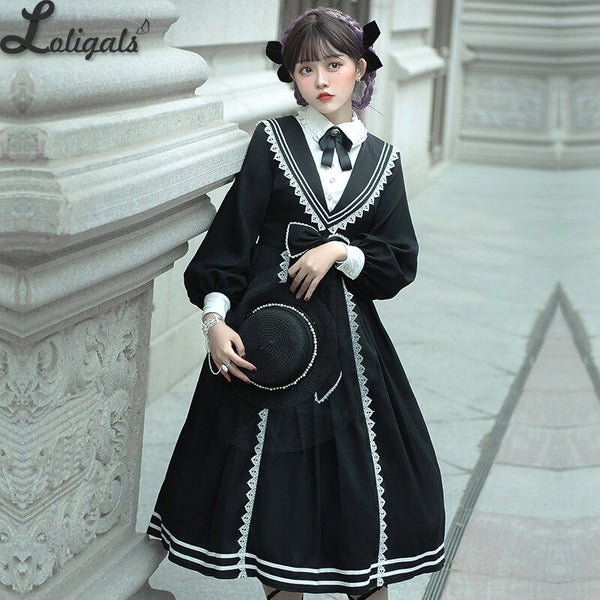 Preppy Style Casual Lolita Dress Classic Long Party Dress