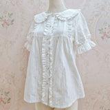 Sweet Short Sleeve Lolita Blouse Cotton Shirt for Women by Yiliya