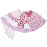 Pink Attack ~ Sweet Lolita Skirt and Top Set Plaid Asymmetrical Short Sleeve Full Set