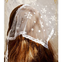 Sweet Snowflake Embroidered Lolita Head Scarf Lace Wrap