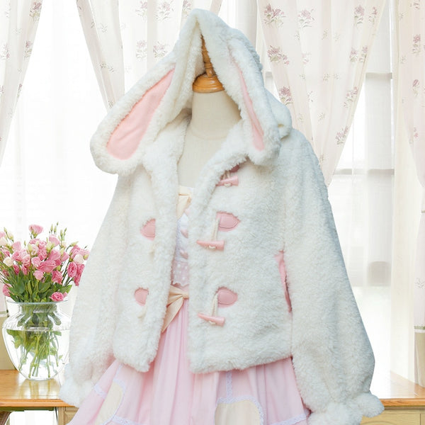 Fluffy Rabbit Ear JK Coat Short Cute Women's Jacket