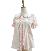 Sweet Short Sleeve Lolita Blouse Cotton Shirt for Women by Yiliya