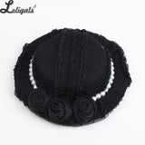 Sweet Black Mini Top Hat Cute Lolita Headpiece