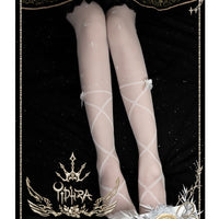Song of Ribbon ~ Sweet White Summer Tights Lolita Thigh High Stockings by Yidhra