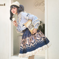 Explore the Stars ~ Vintage Royal printed Lolita Skirt and Cape