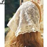 Vintage Lolita Head Scarf Triangle Lace Embroidered Scarf for Women