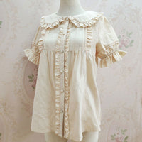 Sweet Short Sleeve Lolita Blouse Cotton Shirt for Women by Yiliya