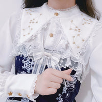 Sweet Constellation Embroidered Lolita Shirt Sailor Collar Chiffon Blouse for Women