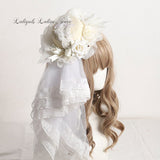 Sweet Lolita Headpiece Top Hat Lace Veil Fascinator Accessories for Wedding