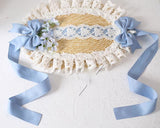 Elegant Lolita Bonnet Hat with Ruffled Lace Trimming Sweet Straw Hat