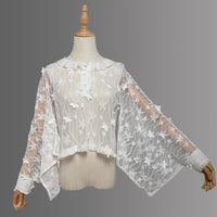 Fireworks Show ~ Kimono Style Black Lace Blouse by Magic Tea Party