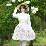 Sweet Short Skirt Sun Flower Printed A line Lolita Skirt