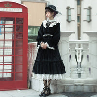 Romantic Encounter ~ Elegant Long Sleeve Velvet Dress Classic Lolita Dress