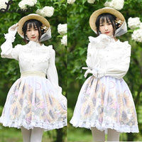 Sweet Short Skirt Sun Flower Printed A line Lolita Skirt