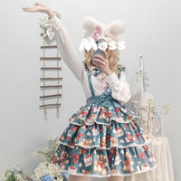 Strawberry Cake ~ Sweet Printed Lolita Skirt Suspender Skirt