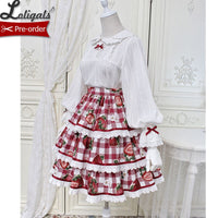 Strawberry & Plaid ~ Long Sleeve Peter Pan Collar Lolita Blouse by Alice Girl ~ Pre-order