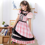 Tsubaki Sakura  ~ Sweet Plaid Lolita Dress Short Sleeve Party Dress by YLF