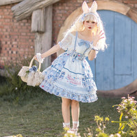 Alice Rabbit ~ Navy Style Lolita Overall Skirt & Top Set