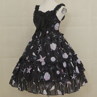 Star Fish & Shells ~ Sweet Printed Lolita JSK Dress Sleeveless Midi Party Dress