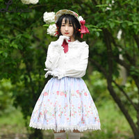 Sweet Short Skirt Mori Girl Strawberry Printed A line Lolita Skirt