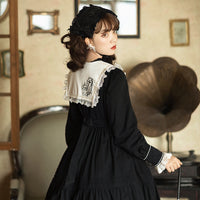 Holly Palace ~ Gothic Black Lolita Dress Pointed Collar Party Dress