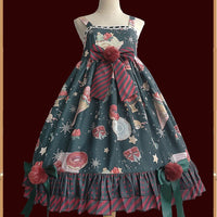 Christmas Donut ~ Sweet Printed Lolita Dress High Waisted Casual Summer Dress by Infanta