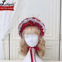 Strawberry & Plaid ~ Sweet Lolita Bonnet Hat by Alice Girl ~ Pre-order