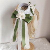 Sweet Mini Top Hat Lolita Fascinator Hair Clip with Ribbons