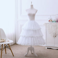 Adjustable Tea Length Lolita Petticoat Puffy Crinoline Underskirt with Lace Trimming