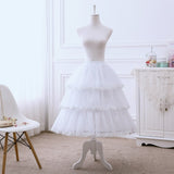 Adjustable Tea Length Lolita Petticoat Puffy Crinoline Underskirt with Lace Trimming