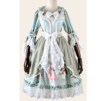 Ada's Flower ~ Vintage Printed Flare Sleeve Lolita Dress by Magic Tea Party