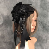 Gothic Mini Top Hat Black Fascinator Headpiece for Halloween