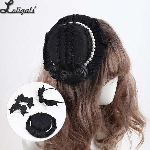 Sweet Black Mini Top Hat Cute Lolita Headpiece